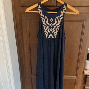 Liz Lange for Target Navy Dress with Beige Pattern